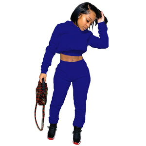 Hooded Crop Two Piece Jogger Tracksuit