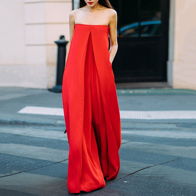 Pleated Loose Fit Palazzo Jumpsuit